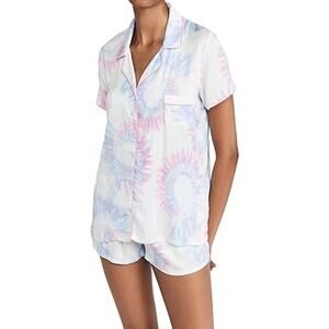 Splendid Tie Dye Pajama Set Women Small Short Sleeve Button Top Shorts